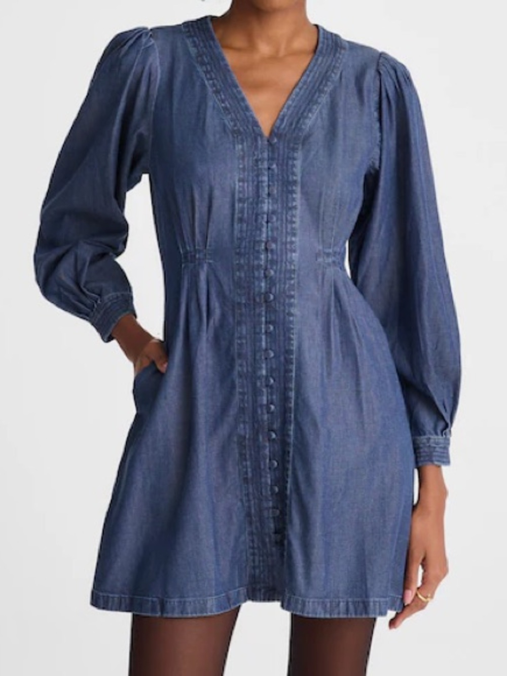 Madewell Denim Button Flared Mini Dress